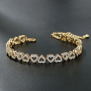 18K Gold Plated Diamond Heart Bracelet